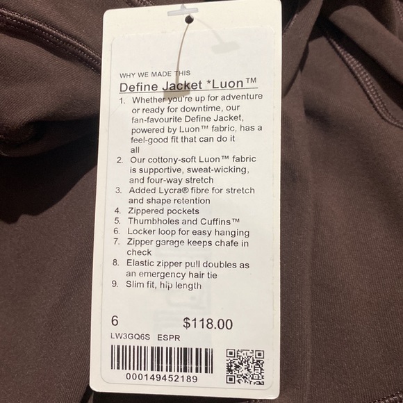 Lululemon Define Jacket Luon Espresso - Picture 4 of 9
